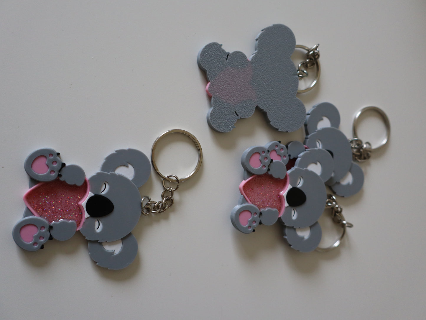 Koala Love Keychain with Glitter Resin Heart
