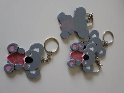 Koala Love Keychain with Glitter Resin Heart